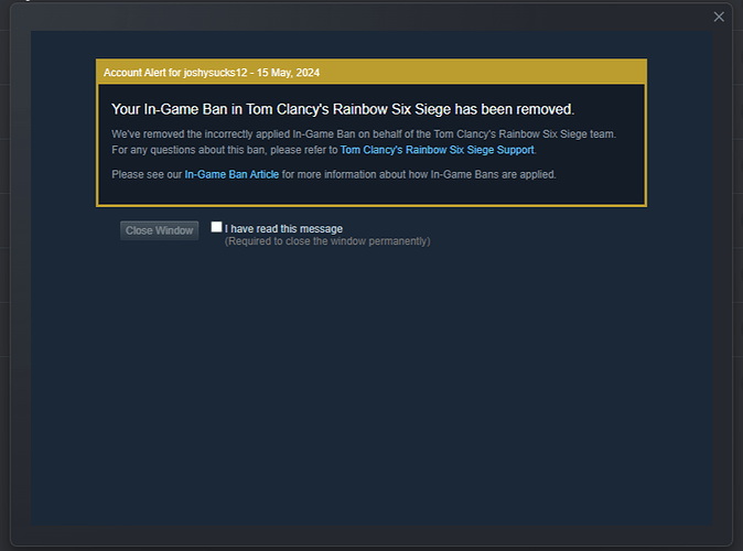 finally unbanned on siege