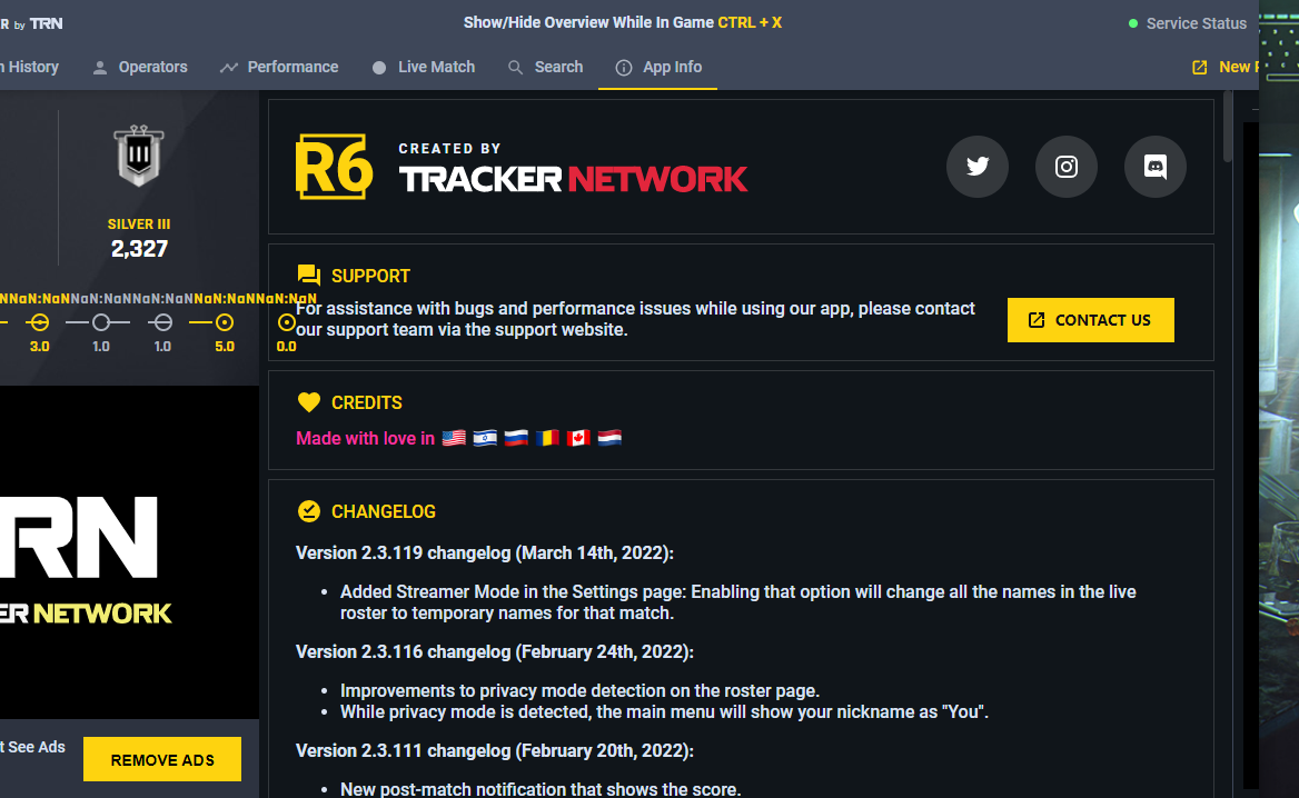 R6s tracker